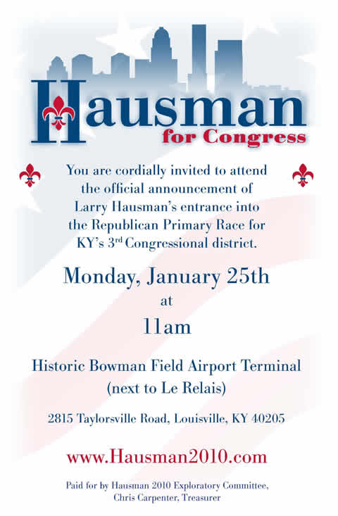 Larry Hausman Invitation to Announcement